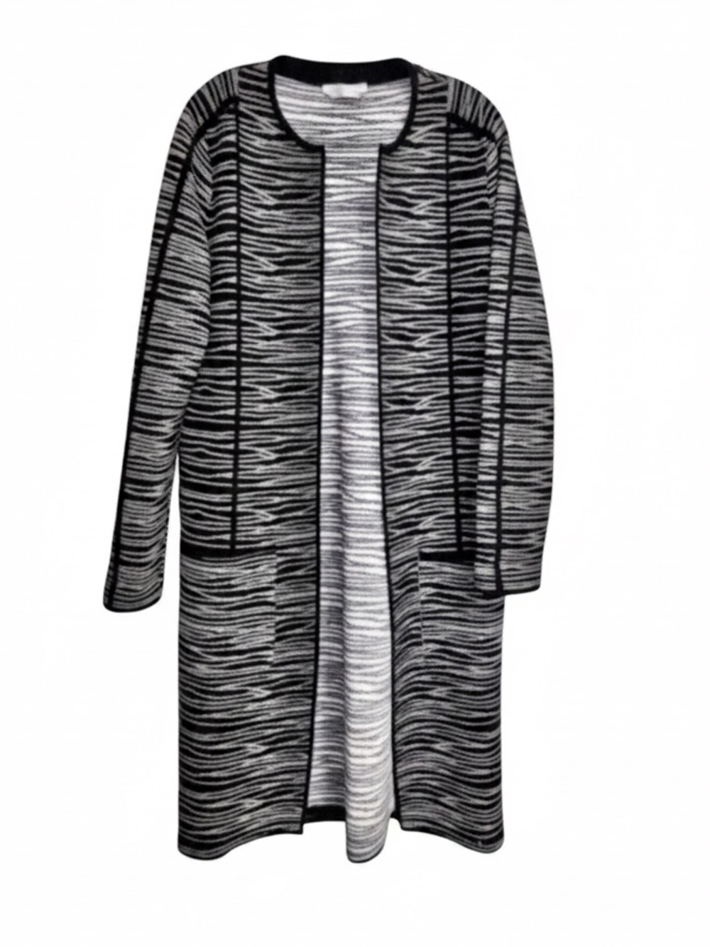 BOSS Hugo Boss “Faslina” Black & Ivory Knit Duster | Made in Italy | Size S